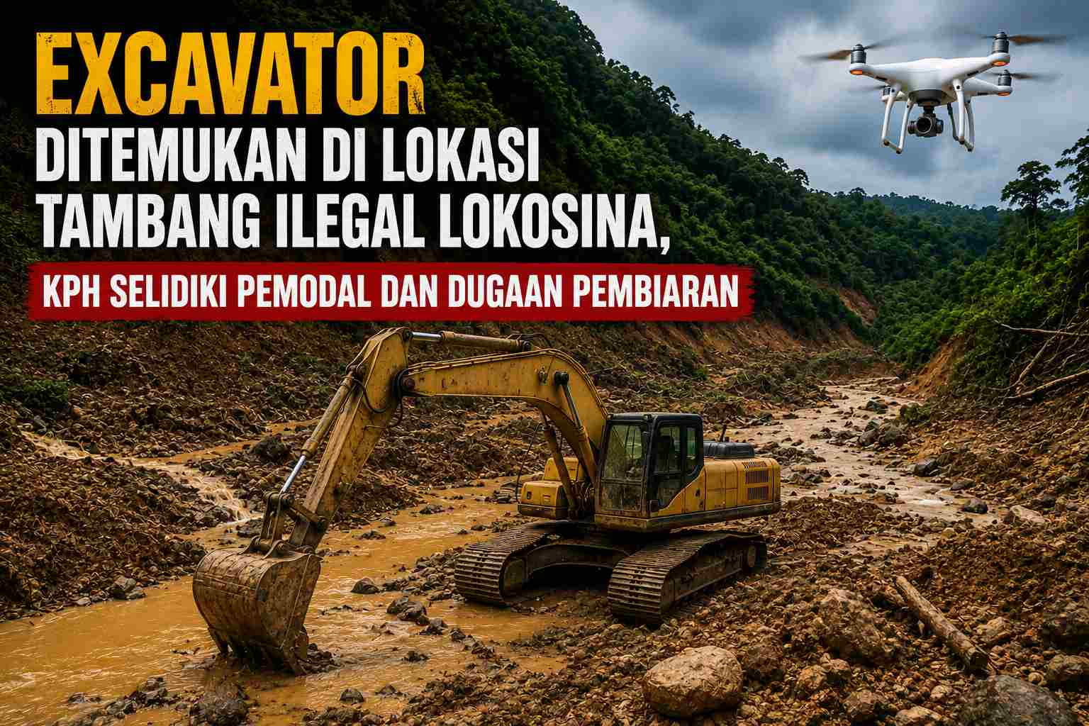 Excavator Ditemukan di Lokasi Tambang Ilegal Lokosina, KPH Selidiki Pemodal dan Dugaan Pembiaran
